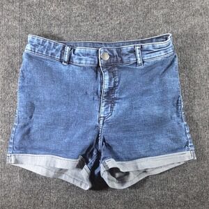 HM Womens High Rise Cuffed Denim Shorts Medium Wash Blue Size 10 0219066 0